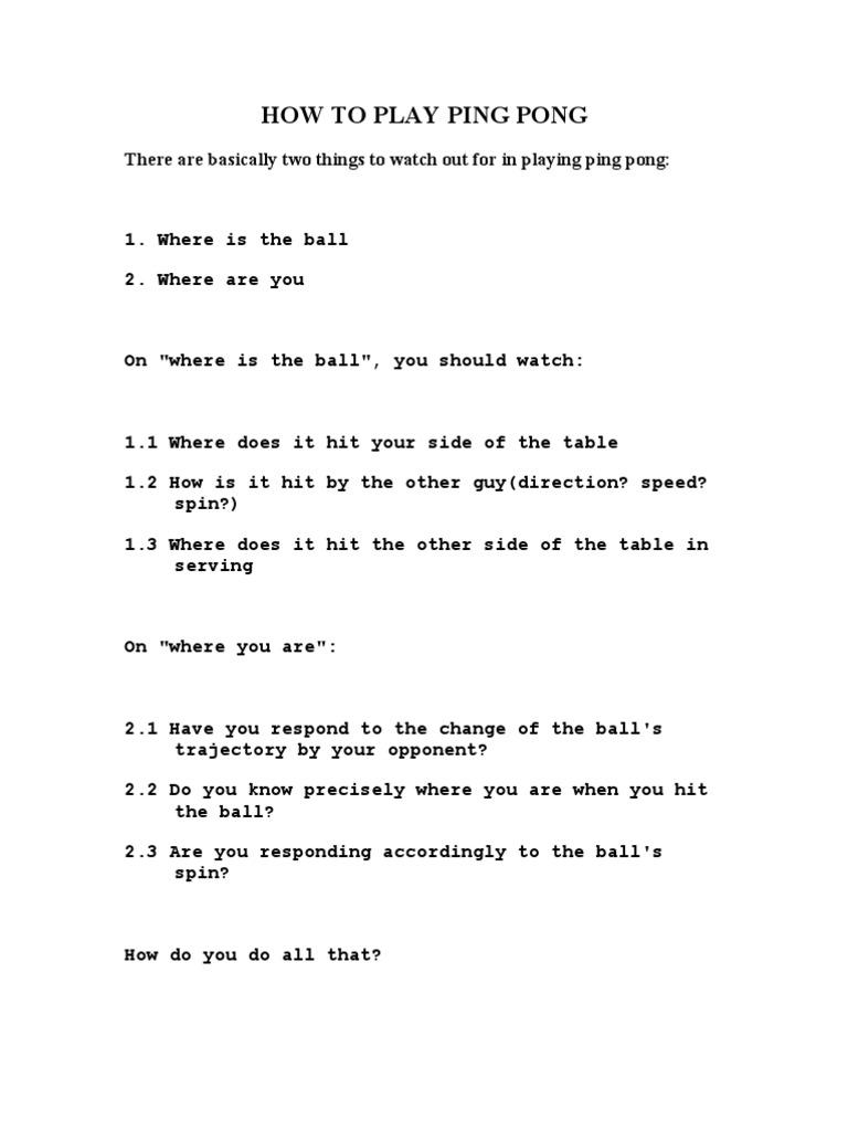How To Play Ping Pong | PDF | Table Tennis | Racquet Sports