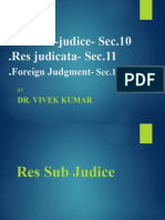 Res Judicata - Res Sub Judice and Foreign Judgments