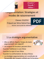 L'argumentation: Stratégies Et Modes de Raisonnement: Classes: ES2/ES3 Préparé Par Mme Nahed Nassérédine