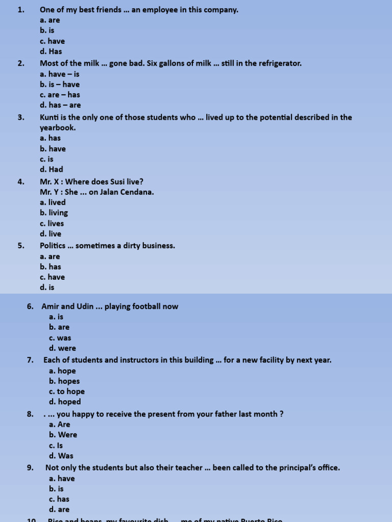 Task, Verb Agreement | PDF