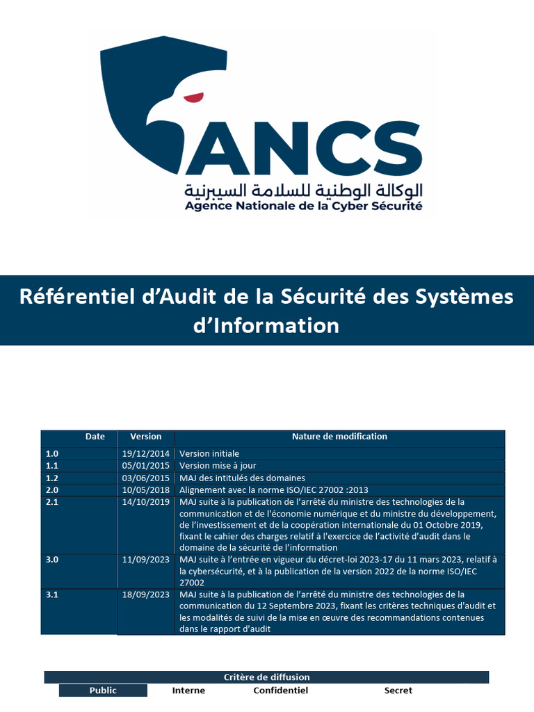 Référentiel d'Audit PSSI 2023 | PDF | Audit | Sécurité des systèmes d ...
