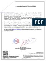 Certificado de Alumno Prioritario 2023: LAGUNAS TAMAYO RUN 24659949-1, Cumple Con Los Criterios Establecidos en La Ley Nº