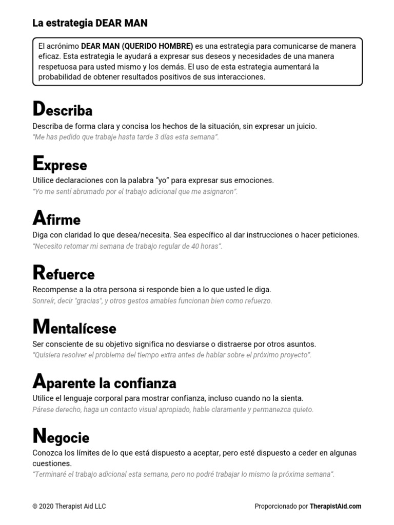 DBT Dear Man | PDF | Ciencia y matemáticas
