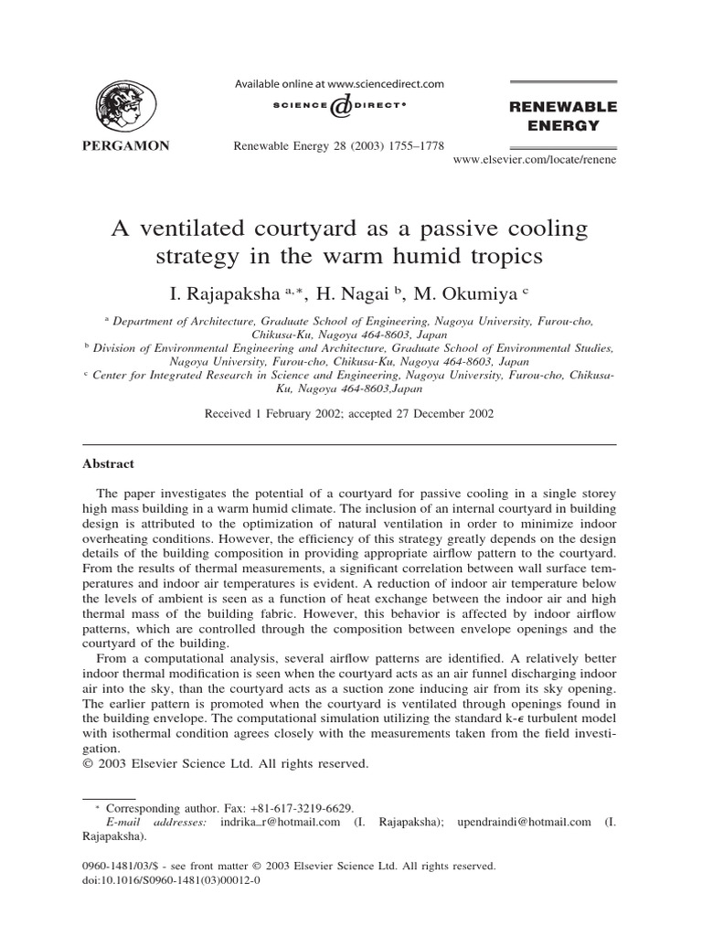 Passive Cooling in Tropical Courtyards | PDF | Humidity | Ventilation ...