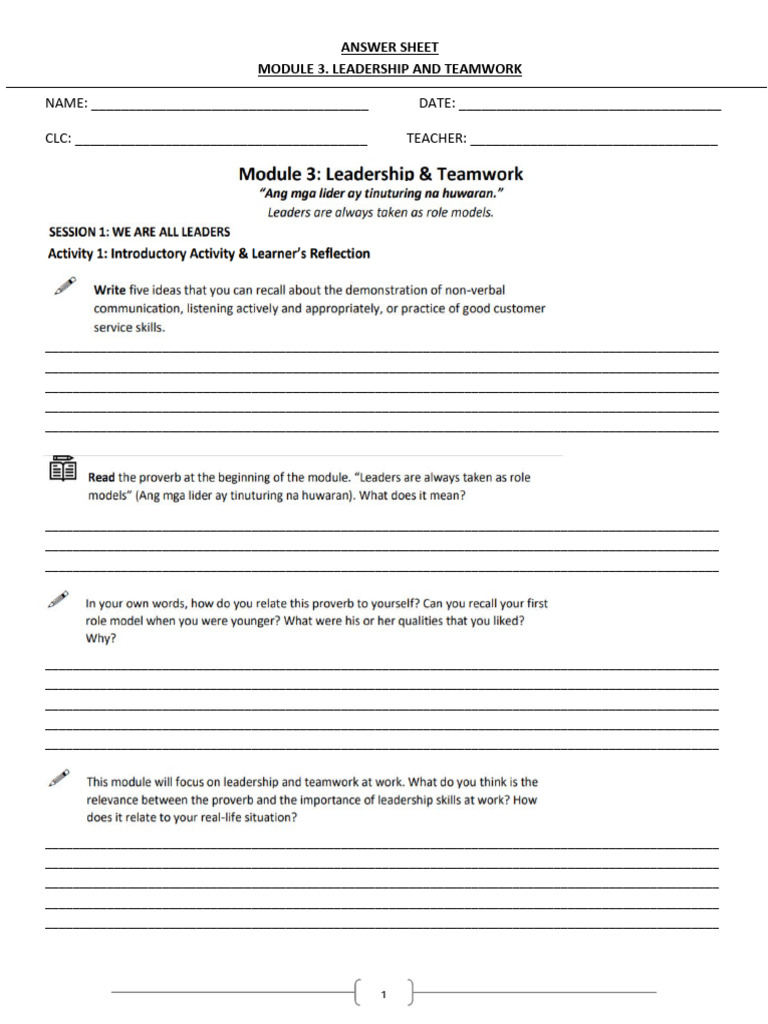 Answer Sheet Module 3 | PDF