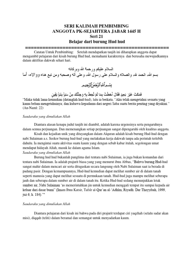 21 Belajar Dari Burung Hud Hud Pdf