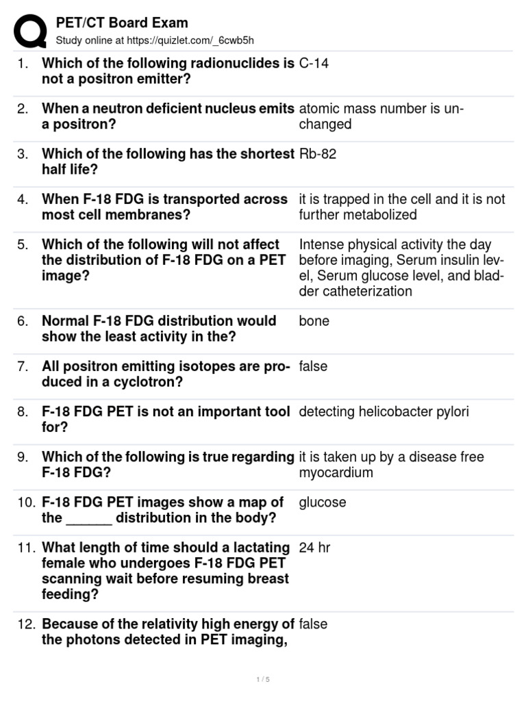 Pet CT Review | PDF | Positron Emission Tomography | Ct Scan