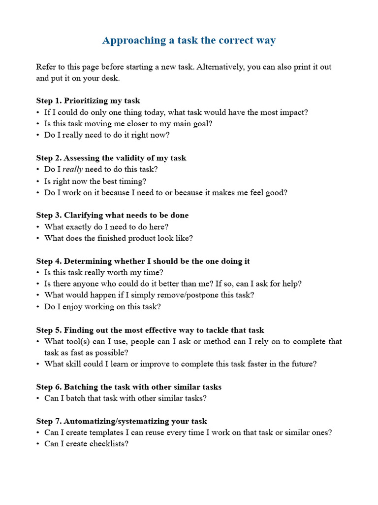 Productivity Worksheet PDF