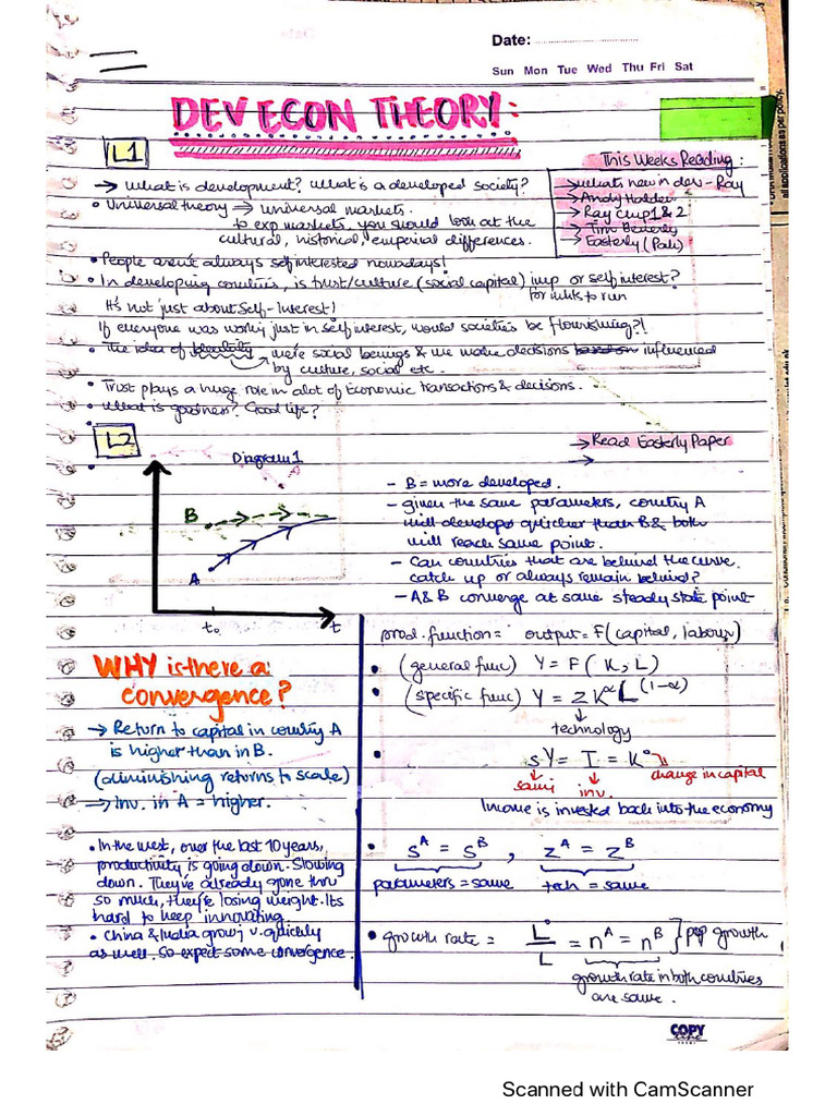 Dev Econ Theory - Class Notes | PDF