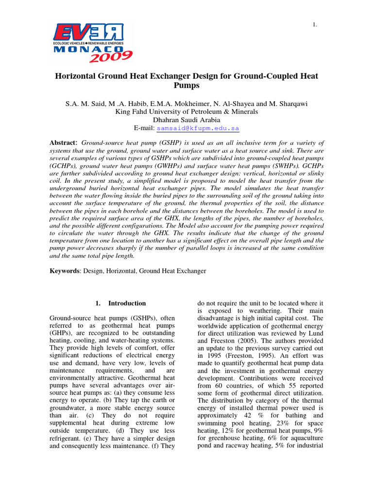 Horizontal Ground Heat Exchanger Design | PDF | Heat Pump | Heat Exchanger