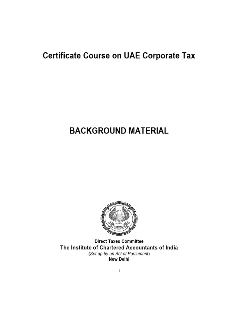 Uae ct icai certified course material pdf double taxation taxes