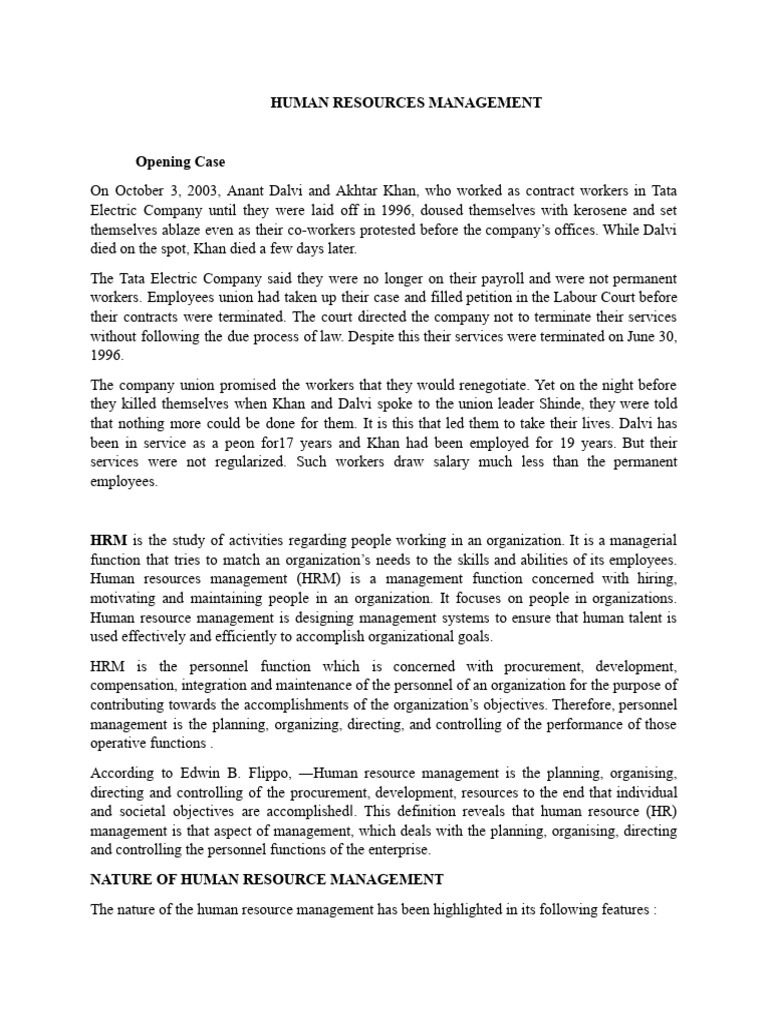 HRM Unit 1 Overview and Key Concepts | PDF | Human Resources | Human ...