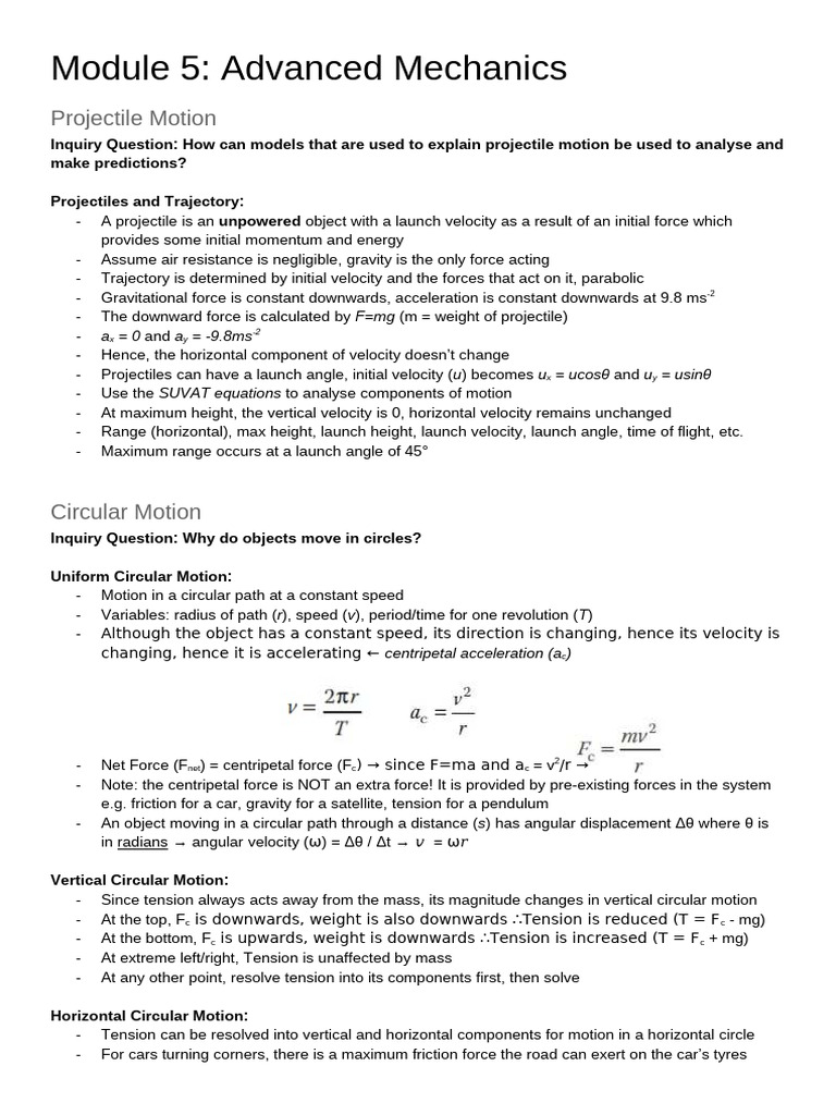 Advanced Mechanics: Projectile & Circular Motion | PDF | Neutron | Electron
