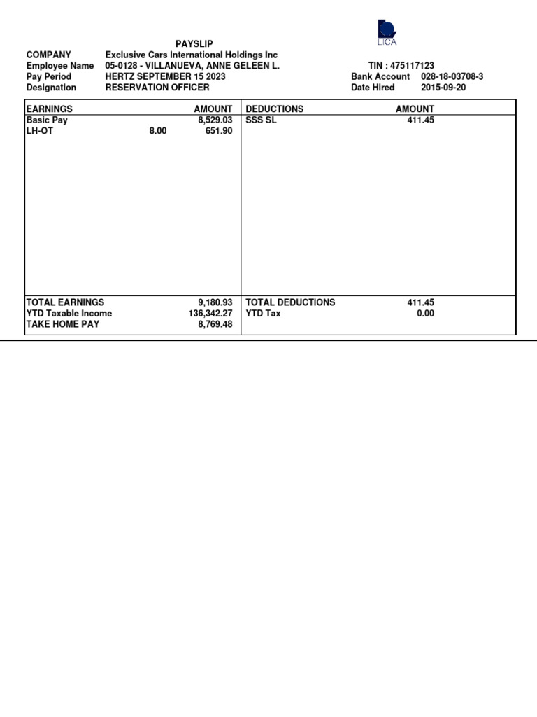 Pay Slip PDF