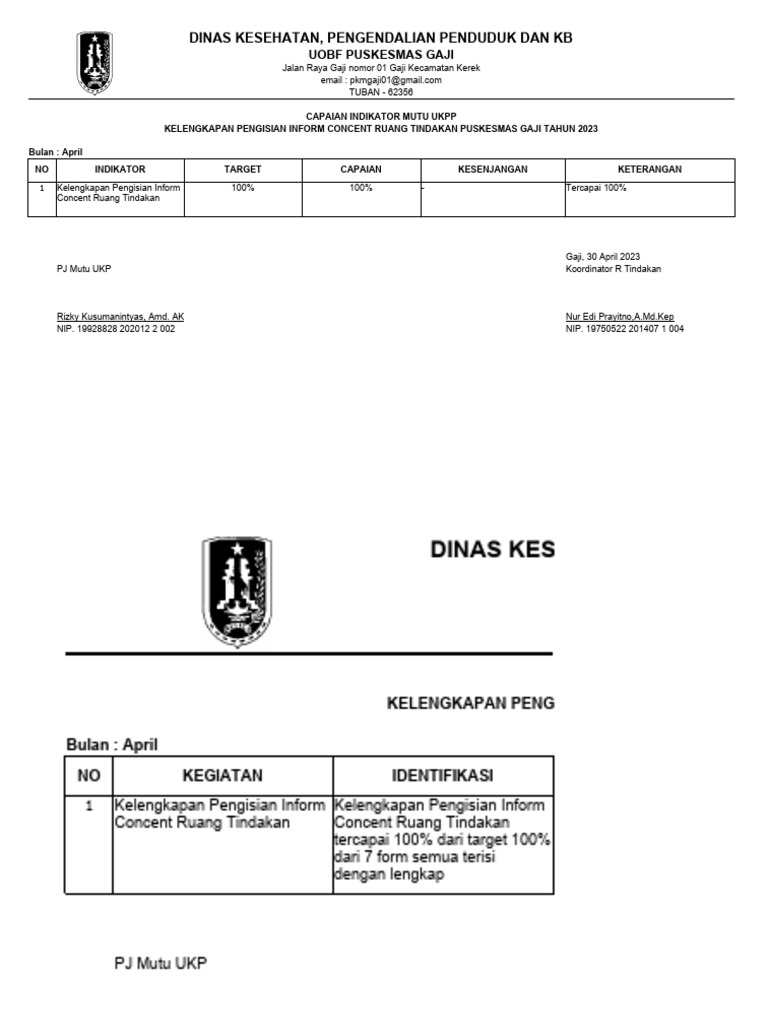 Capaian Mutu UKPP Puskesmas Gaji 2023 | PDF