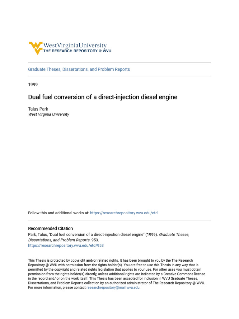 Dual Fuel Conversion of A Direct-Injection Diesel Engine | PDF | Diesel ...