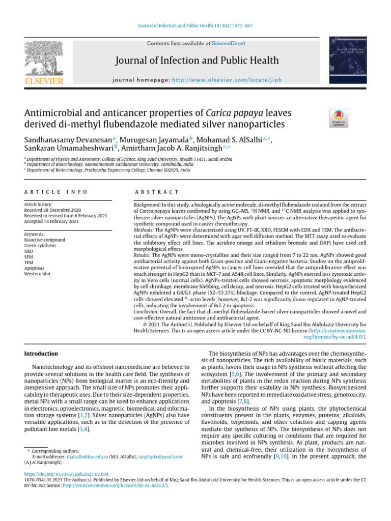 Antimicrobial and anticancer properties of Carica papaya leaves derived