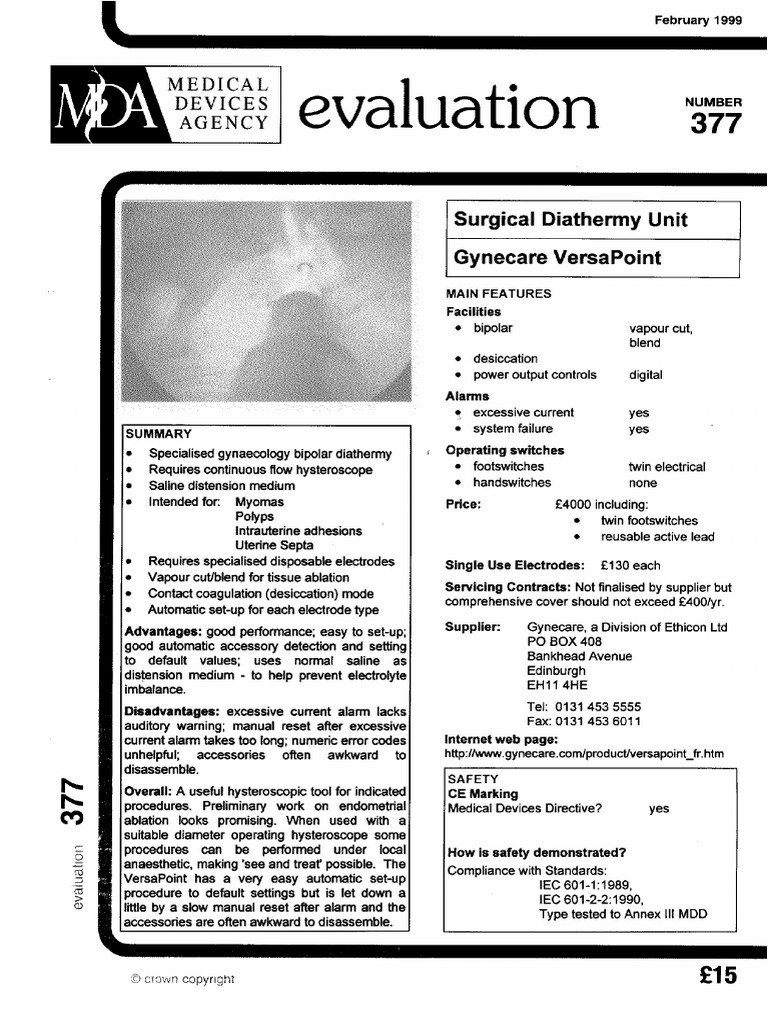 377 Gynecare VersaPoint | PDF