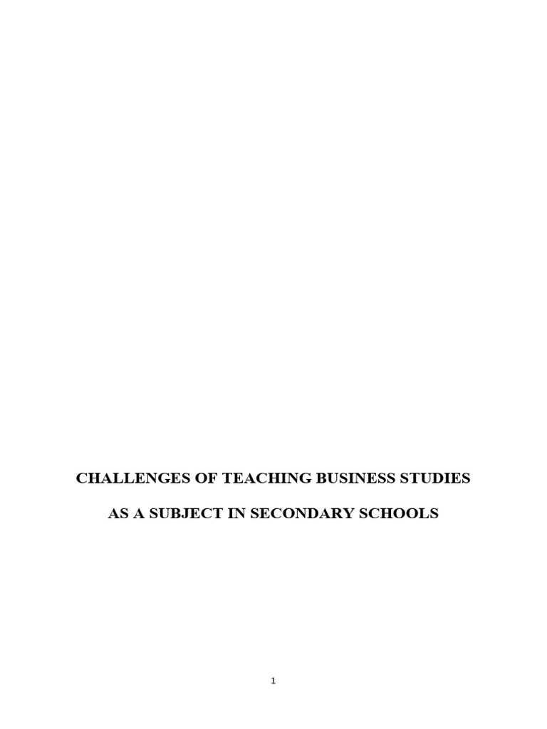 Challenges of teaching business studies pdf survey methodology