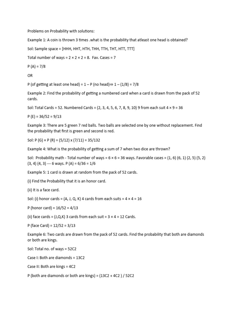 Problems on probability with solutions pdf