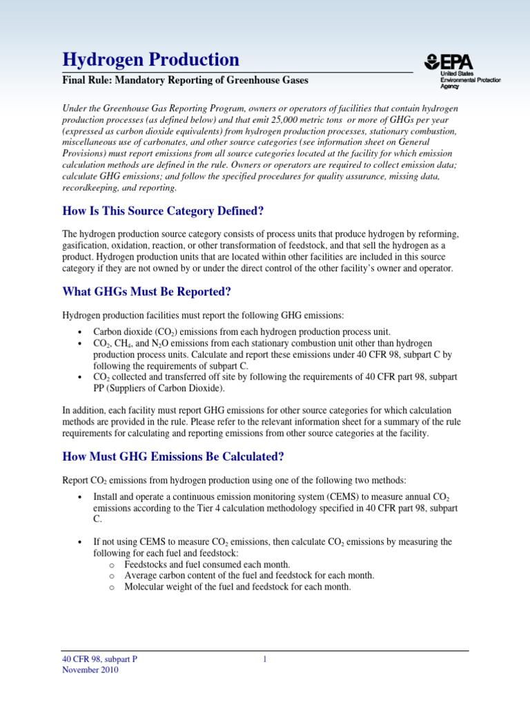 Hydrogen Production | PDF | Greenhouse Gas | Hydrogen