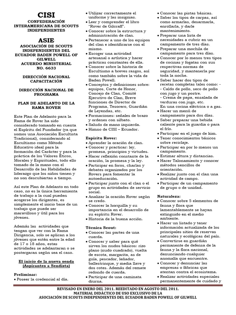 Plan de Adelanto Rover PDF Exploración