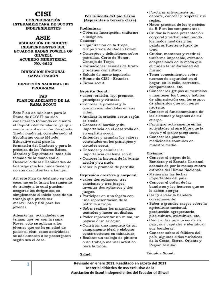 Plan de Adelanto Scout PDF Exploración