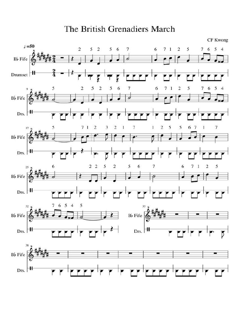 British Grenadiers Notes PDF