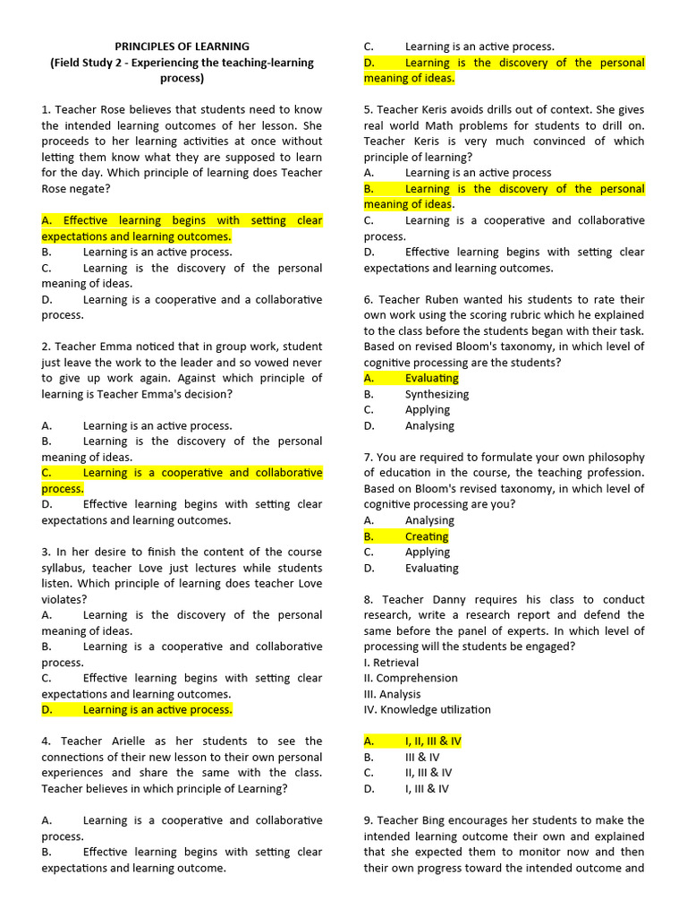 Field Study Questionnaire | PDF | Learning | Teachers