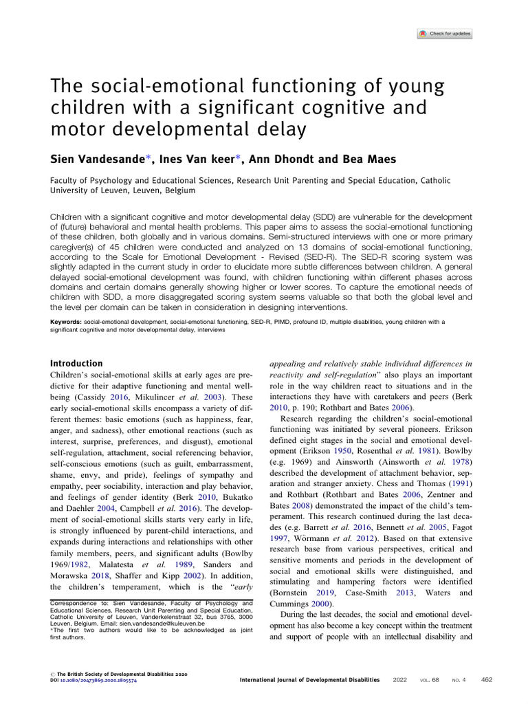 Social-Emotional Functioning in SDD Children | PDF | Developmental ...