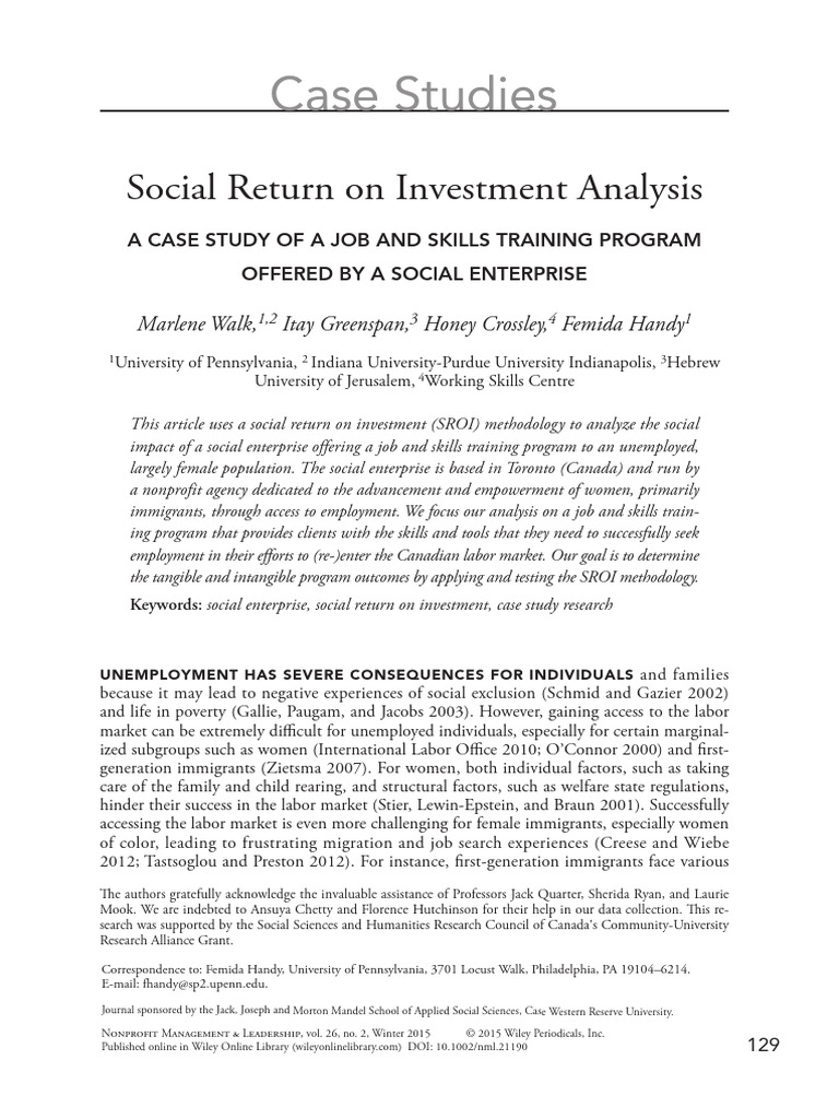 Social Return On Investment Analysis | PDF | Net Present Value ...