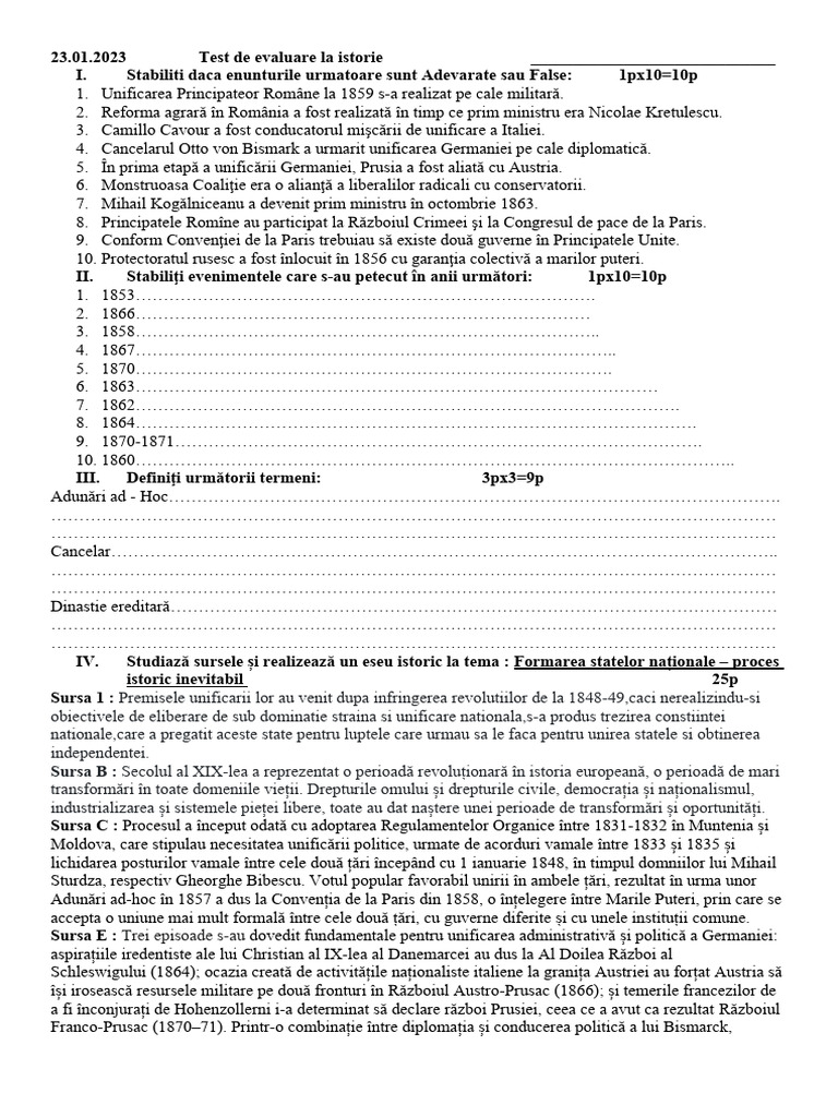 Test Clasa 11 (State Nationale) | PDF