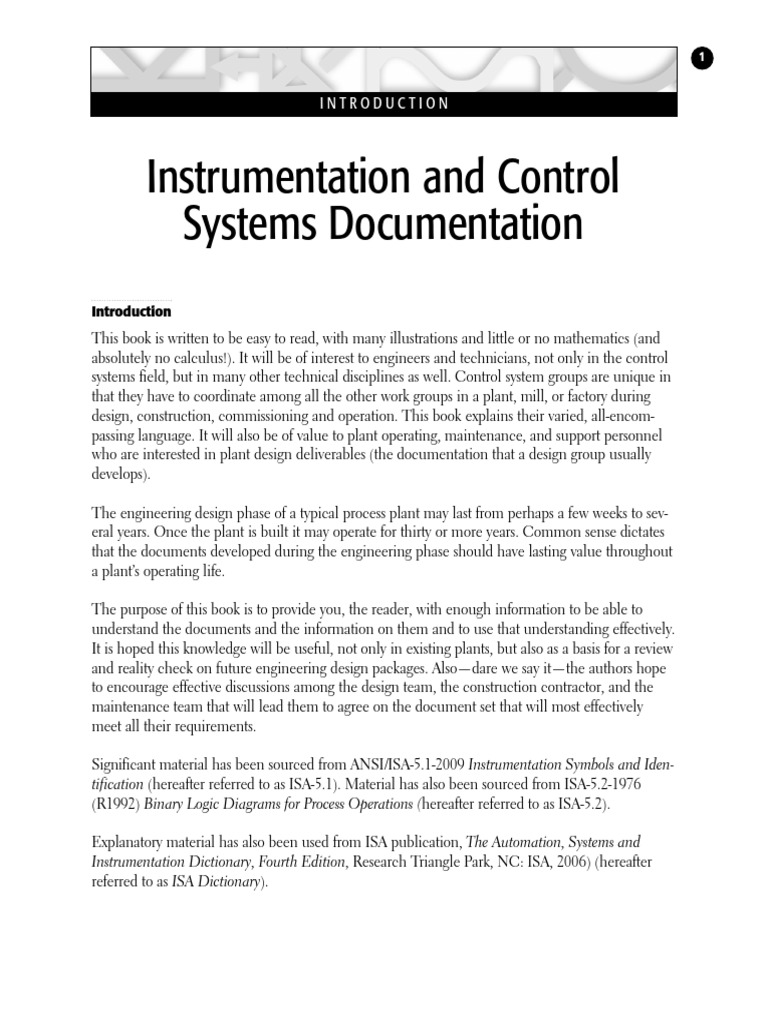 Instrumentation and Control Systems Documentation Intro PDF