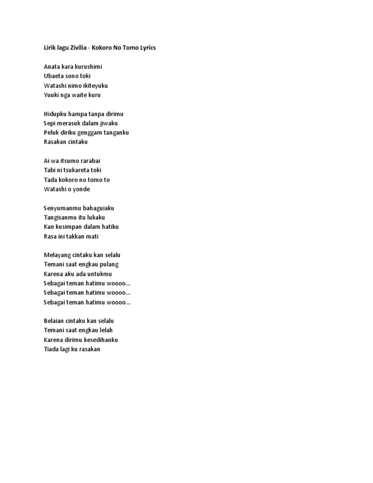 Lirik Lagu Zivilia Pdf