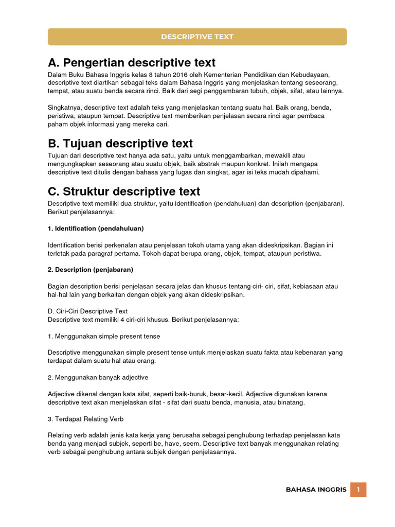 Panduan Descriptive Text | PDF