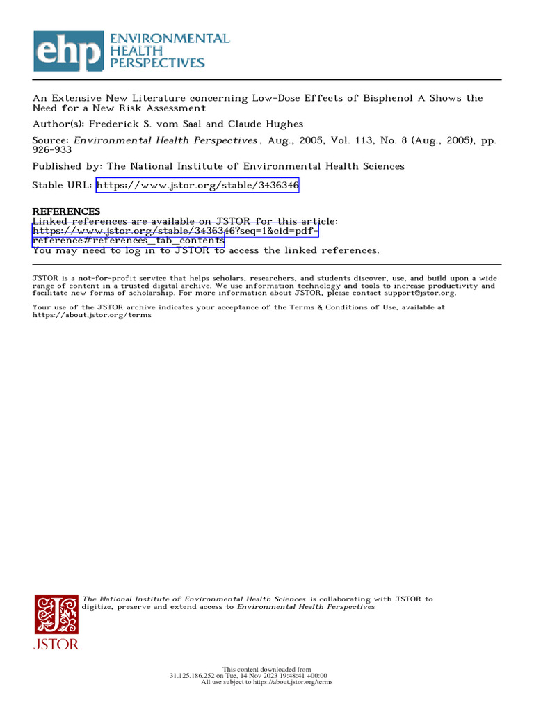 Bisphenol A in Plastics PDF Estrogen Plastic
