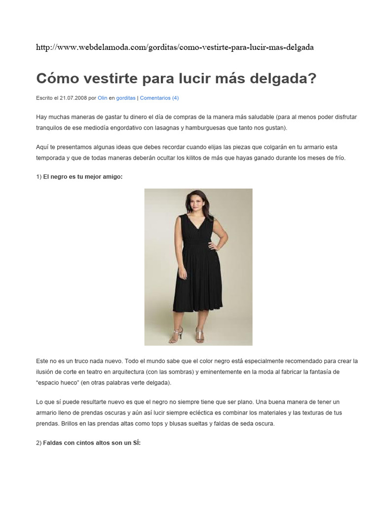 Cómo Vestirte Para Lucir Delgada Pdf Ropa Moda