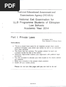 Exit Exam Private Laws
