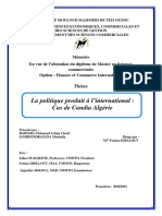 Mémoire La Politique Produit À L'international Cas de Candia Algérie