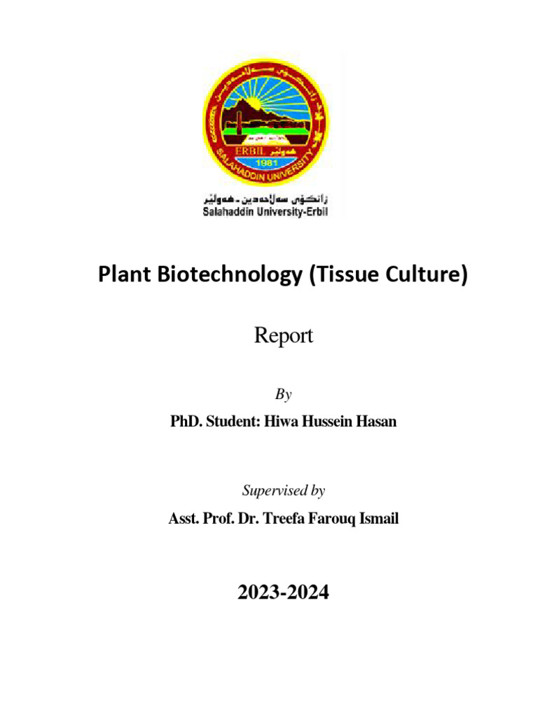 Report (Tissue Culture) | PDF | Plant Breeding | Biological Interactions