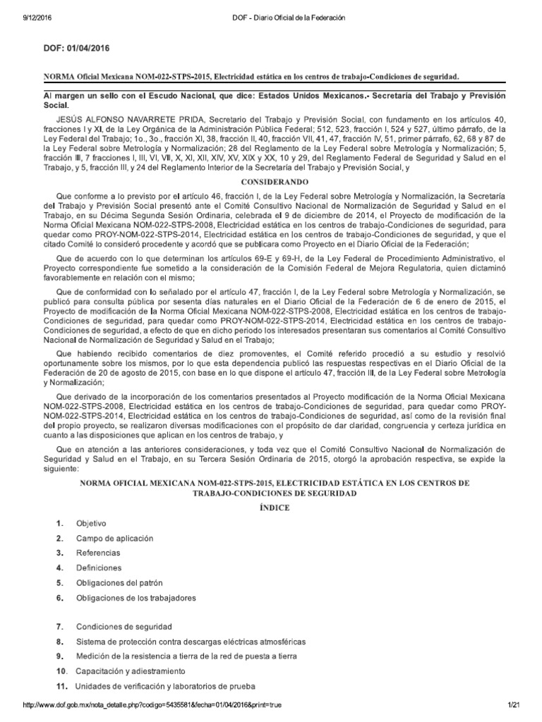 Nom 022 STPS 2015 | PDF