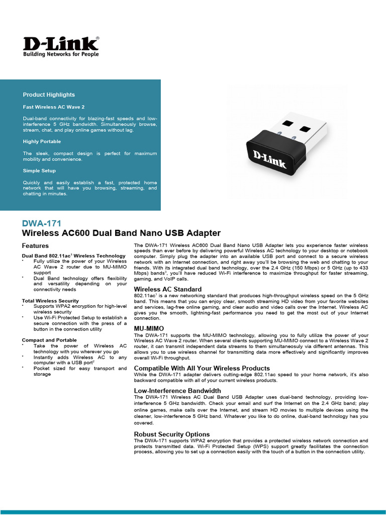 DS Dwa-171 D1 Eng | PDF | Wi Fi | Ieee 802.11