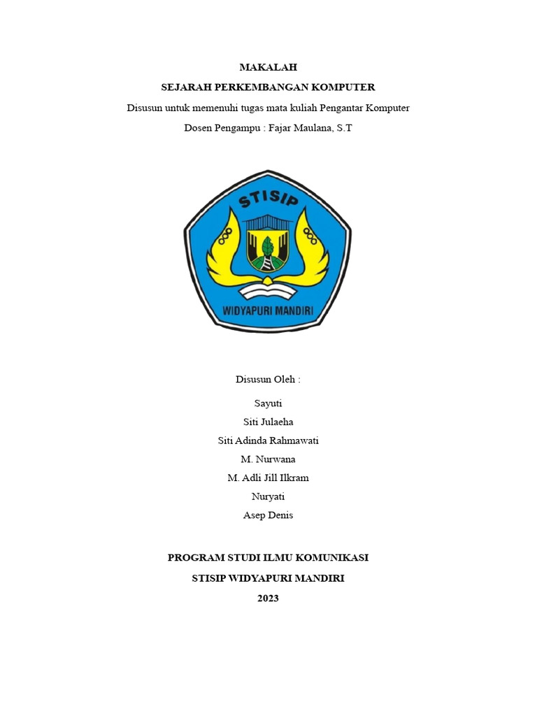 Sejarah Perkembangan Komputer PDF