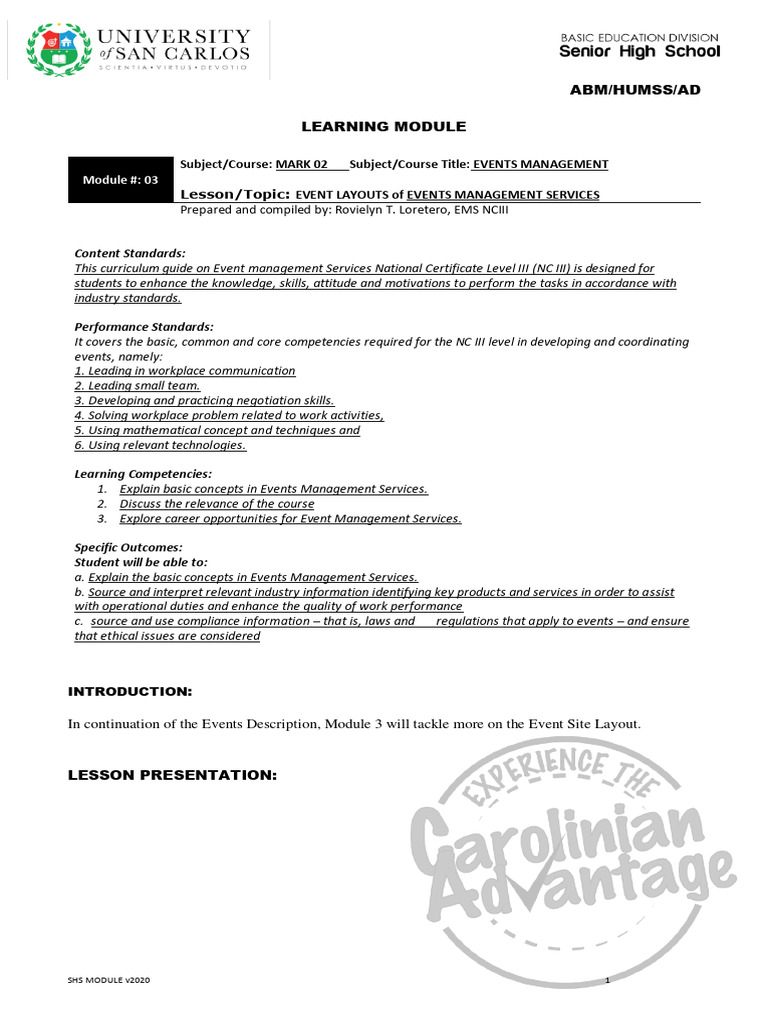 Event Layouts in Event Management | PDF | Learning | Information
