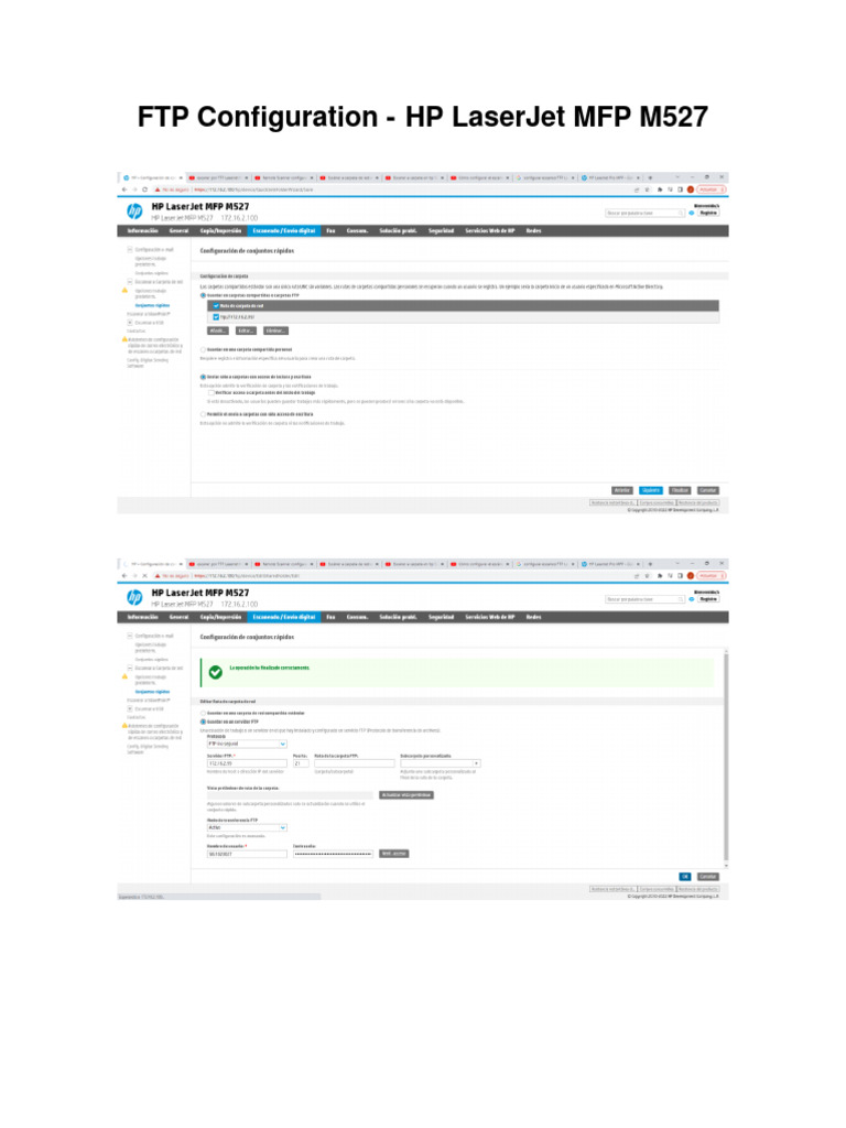 FTP Configuration - HP LaserJet MFP M527 | PDF