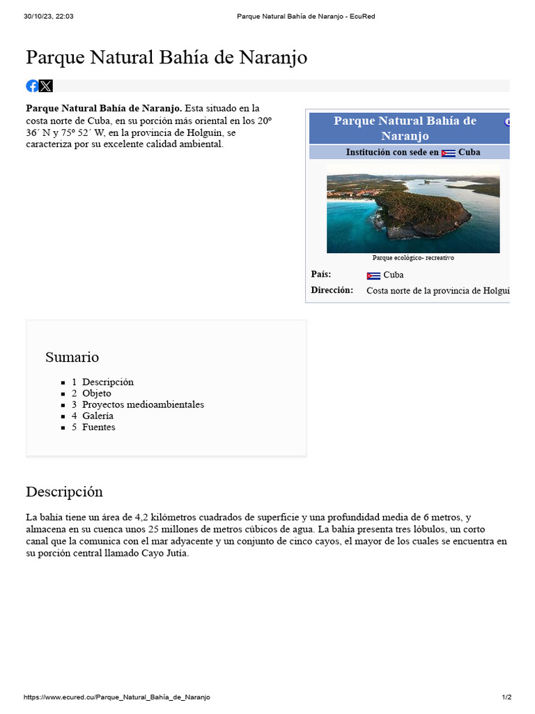 Parque Natural Bahía de Naranjo EcuRed Descargar gratis PDF Cuba