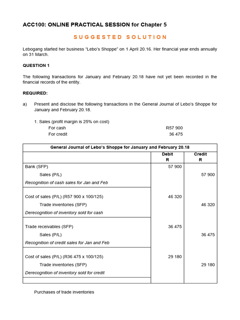 Chapter 5 Practicial Sessions 2022 | PDF | Debits And Credits | Balance ...