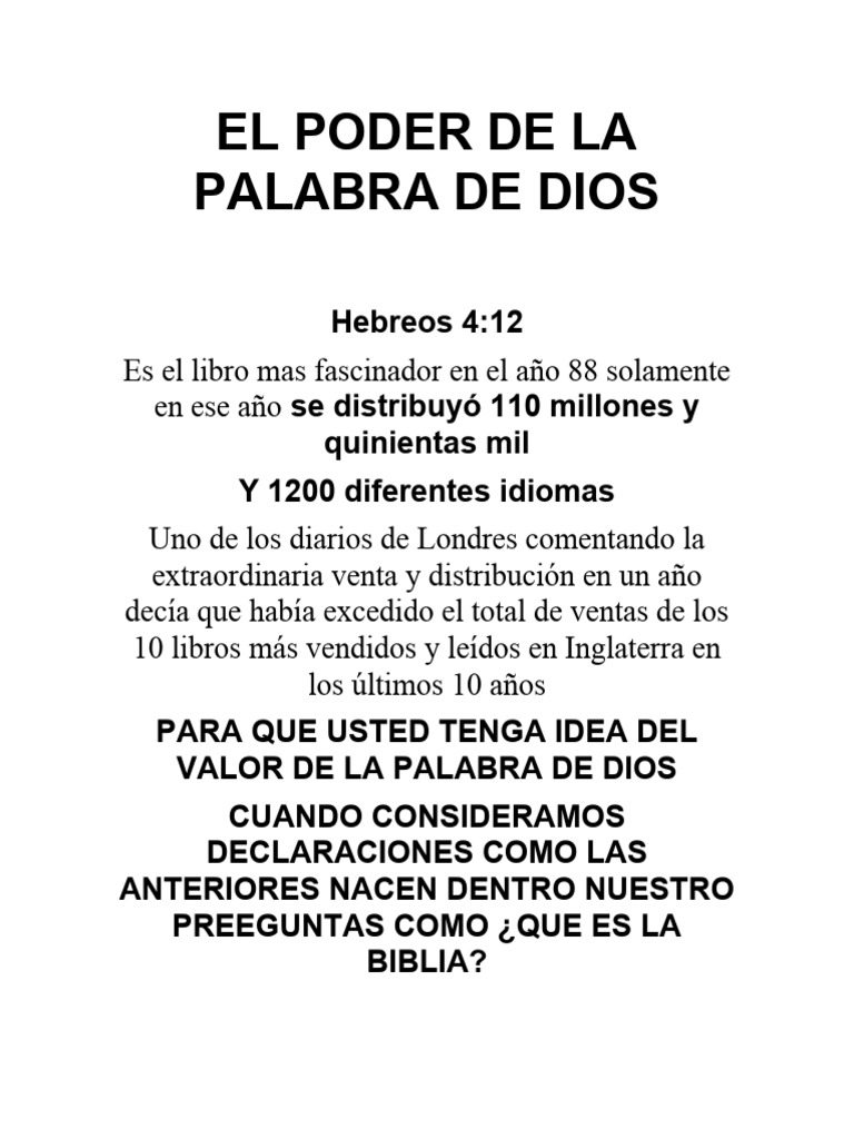 El Poder Transformador de la Palabra de Dios | PDF | Dios | Biblia