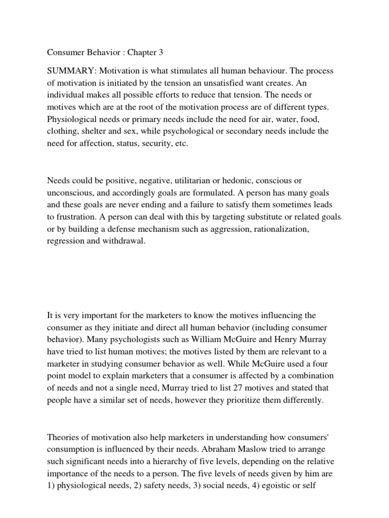 Consumer Behavior | PDF | Motivation | Motivational