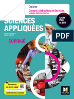 Corrige Sciences Appliquees - CAP Cuisine Commercialisation Services HCR - Ed 2023